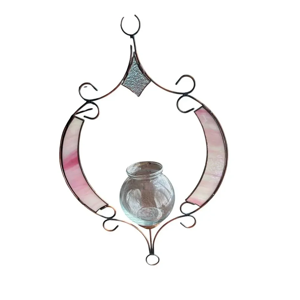 Vintage Stained Glass Plant Rooter Candle Holder Hanging Home Decor gift